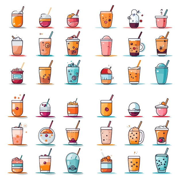 vaso de jugo de naranja dulce set vector