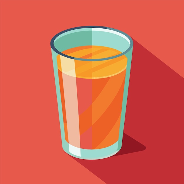 un vaso de jugo de naranja con un fondo rojo