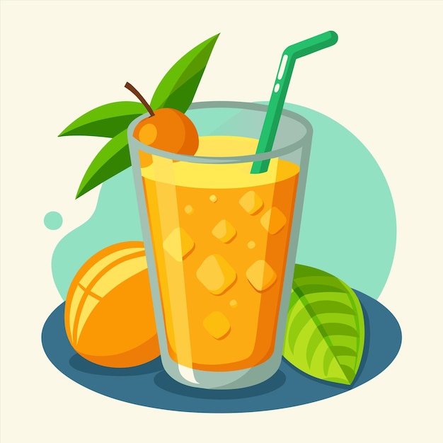 un vaso de jugo de naranja con una paja y una paja en él
