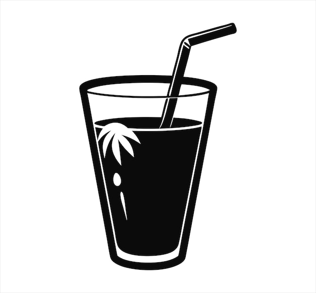 Vaso de jugo con vector de paja