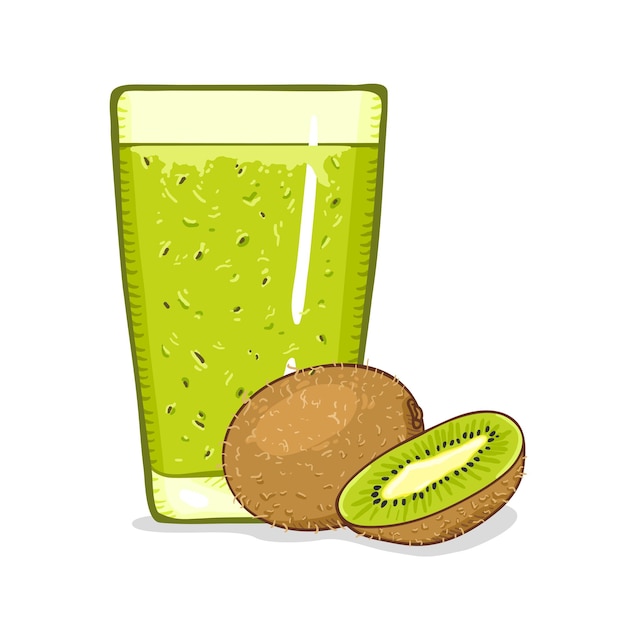 Vector vaso de kiwi shake vector ilustración de dibujos animados