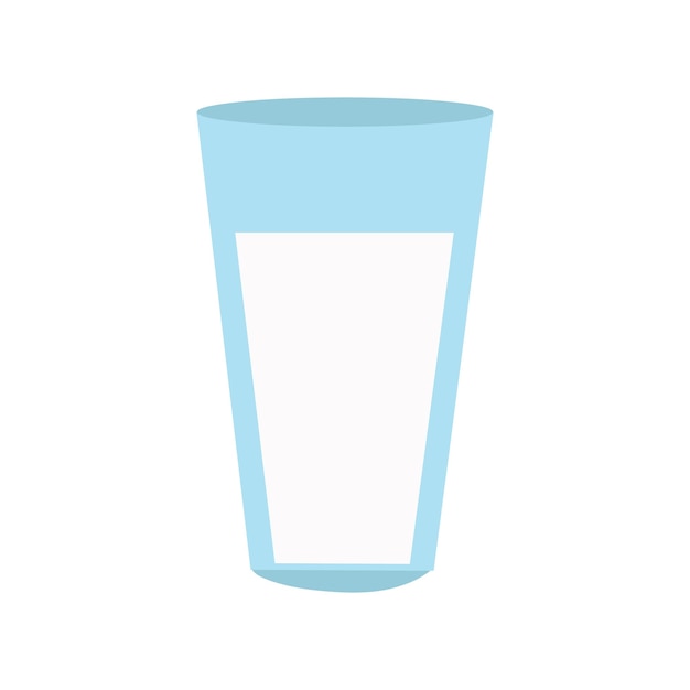 Vaso de leche de estilo plano sobre fondo blanco para diseño web