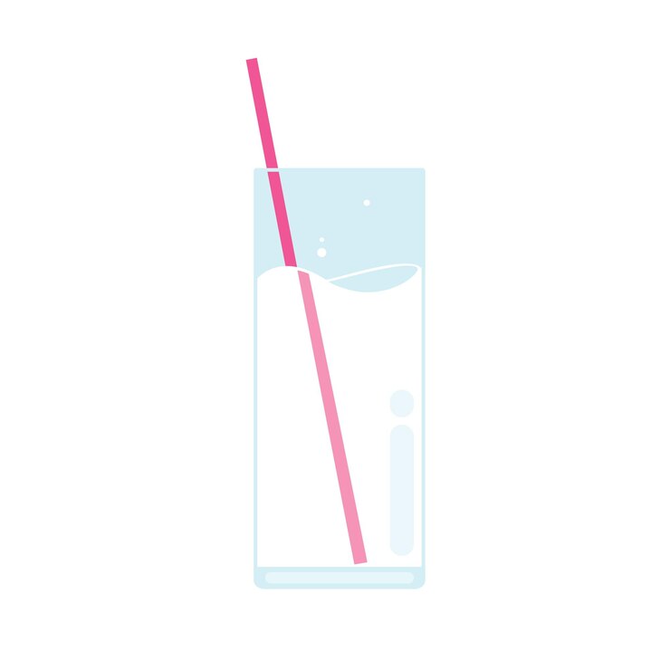 Vector vaso de leche con ilustración de vector de estilo plano de paja rosa aislado sobre fondo blanco