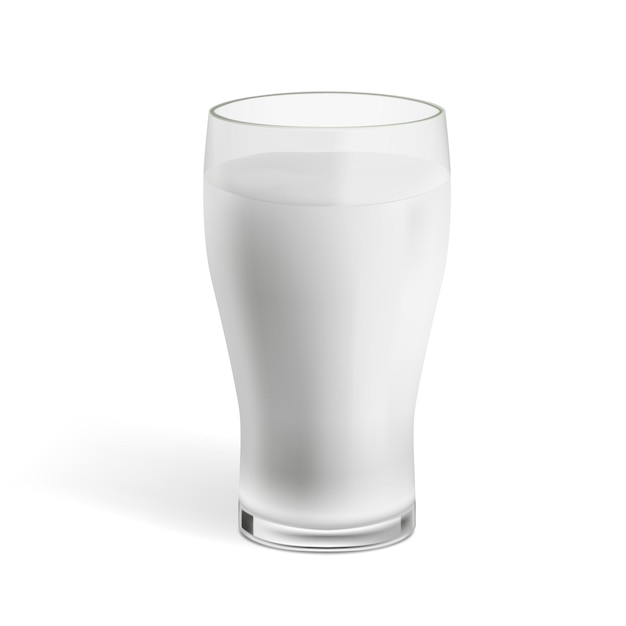 Vector vaso de leche realista con sombra en blanco