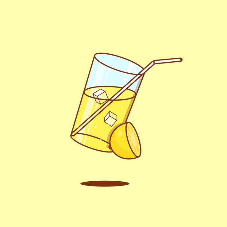 Un vaso de limonada en estilo plano