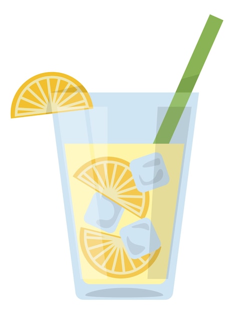 Vector vaso de limonada con rodajas de cítricos icono de bebida dulce fría