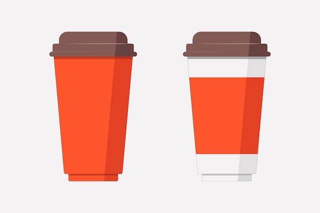 Vaso de papel rojo Tome café con usted Bebida deliciosa capuchino Diseño de iconos para cafetería