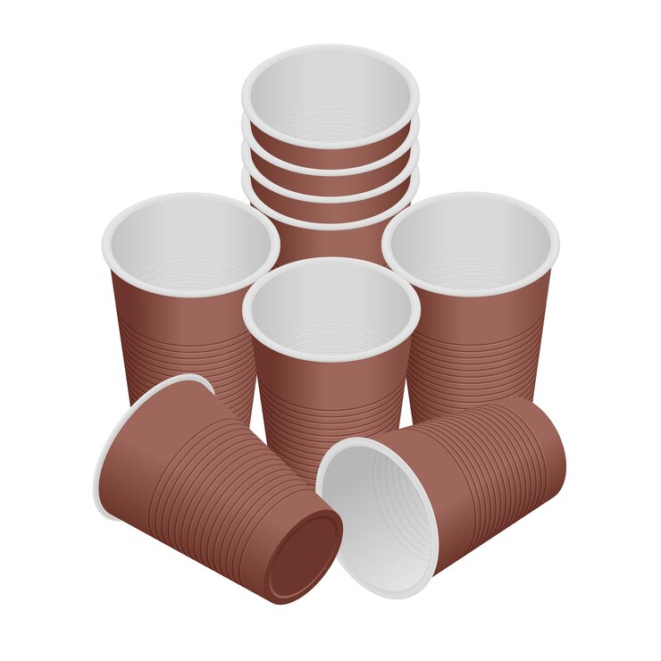 Vector vaso de plástico isométrico vasos desechables de plástico blanco vacío recipientes para bebidas para llevar recipiente de plástico aislado y transparente desechable para bebida