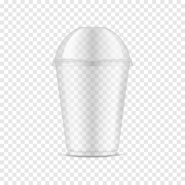 Vector vaso de plástico pequeño vacío transparente con tapa de domo tapa de esfera de taza de bebida para llevar transparente desechable