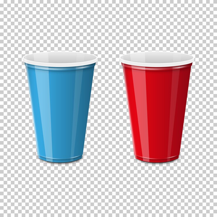 Vector vaso de plástico para un solo uso.