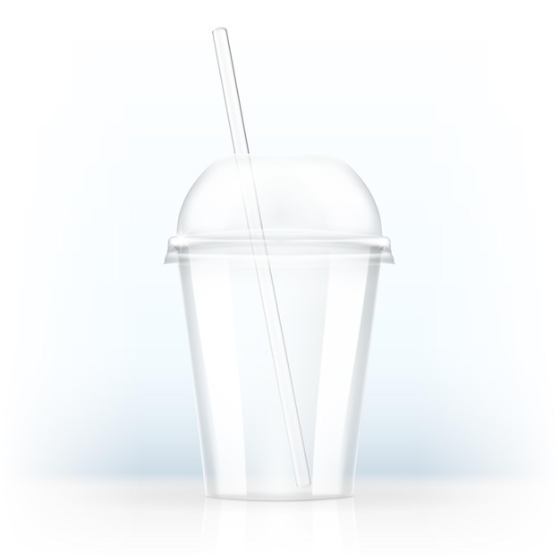 Vaso de plástico transparente realista