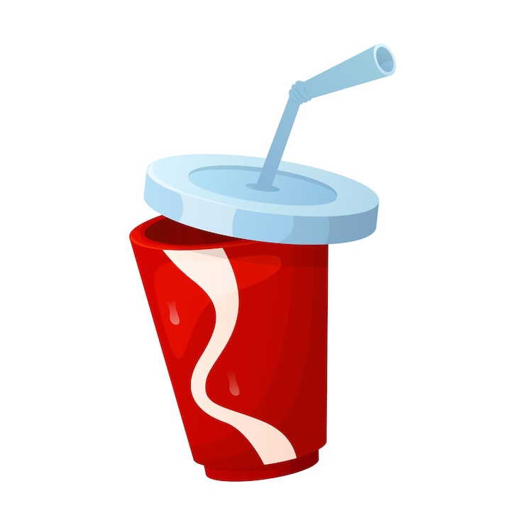 Vector un vaso rojo con una tapa que dice coca cola.