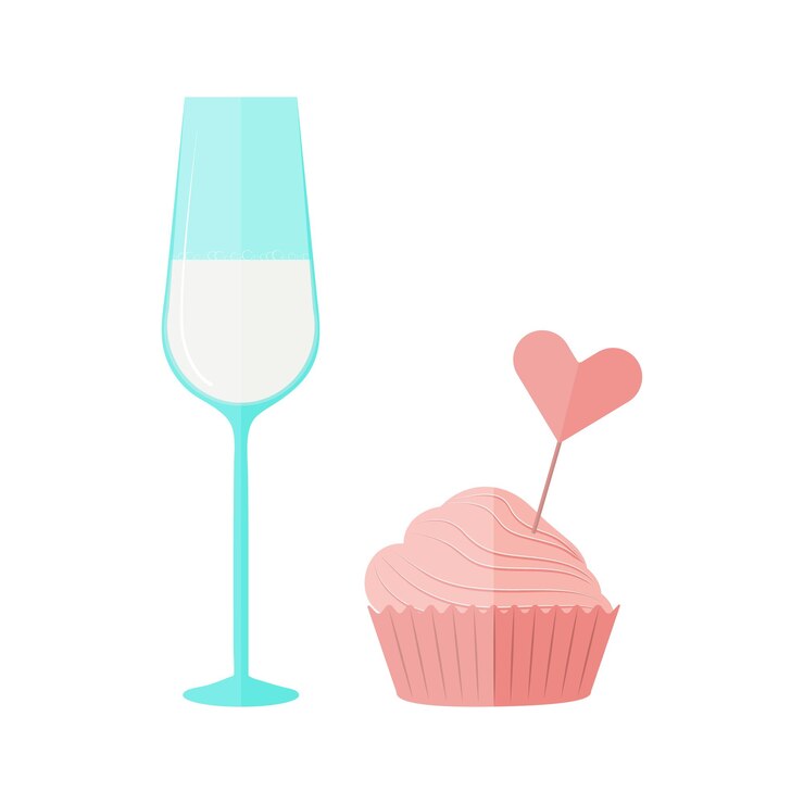 Vector vaso de san valentín y pastel de colores.