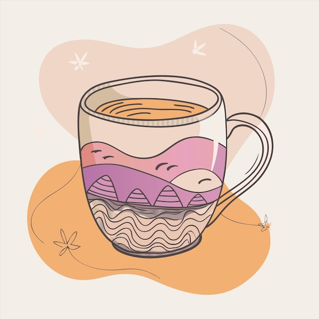 un vaso de té con un color rosa y púrpura en él