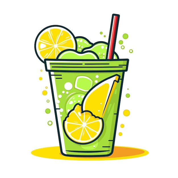 Vector un vaso verde con limones y limas.