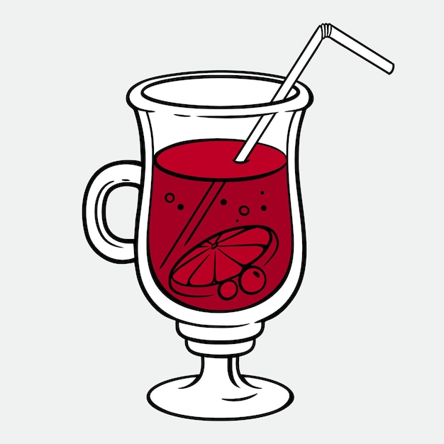 vaso de vidrio con bebida roja y pajita