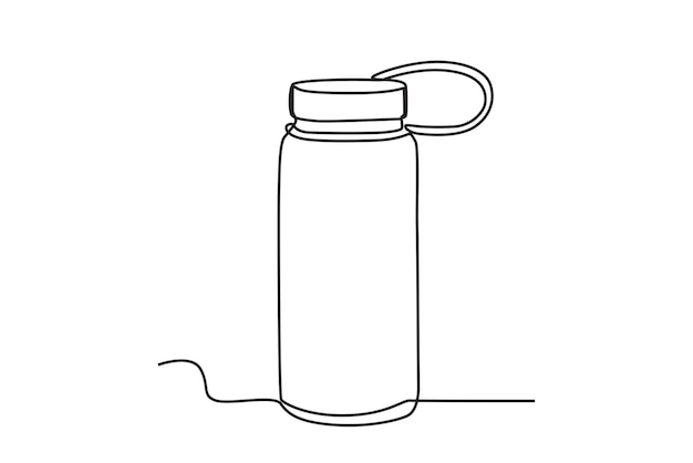 Vector un vaso de vidrio con una correa en la tapa. dibujo en línea del vaso.