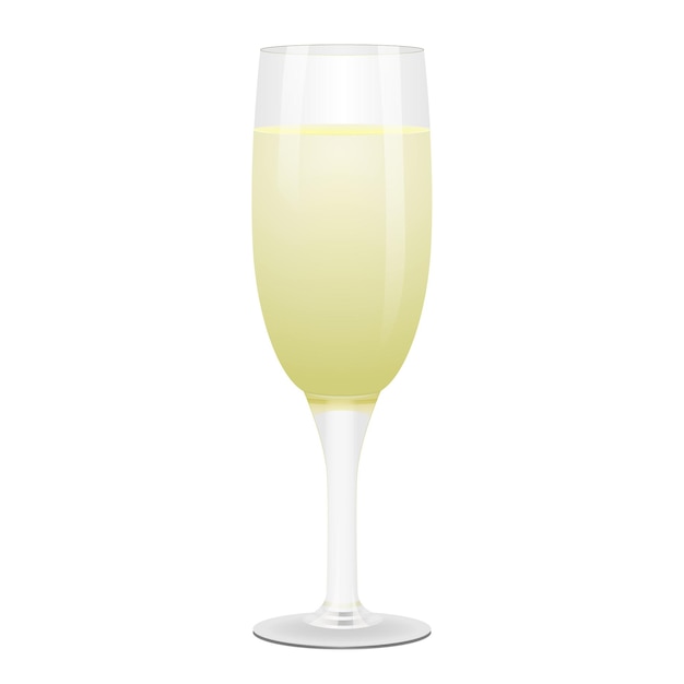 Vaso de vidrio lleno de vino blanco aislado sobre un fondo blanco. Envase con bebida alcohólica.