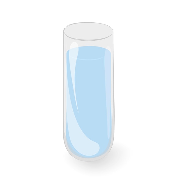 Vector vaso de vidrio simple en forma de tubo de ensayo de laboratorio con contenedor de agua para líquido y flores