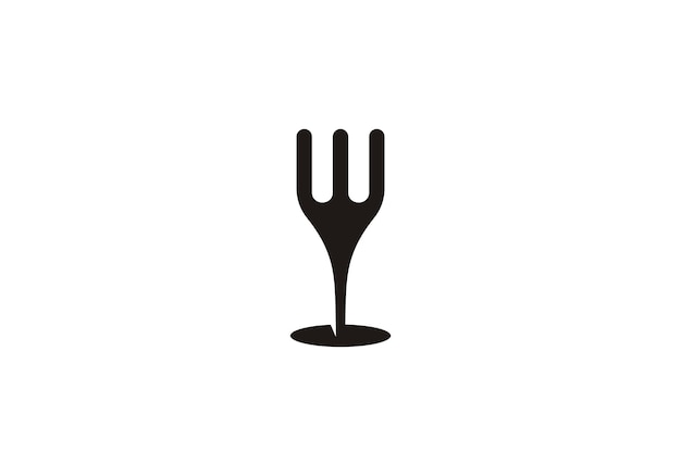 vaso de vino con logotipo de horquilla comida y bebida diseño de icono del símbolo del restaurante