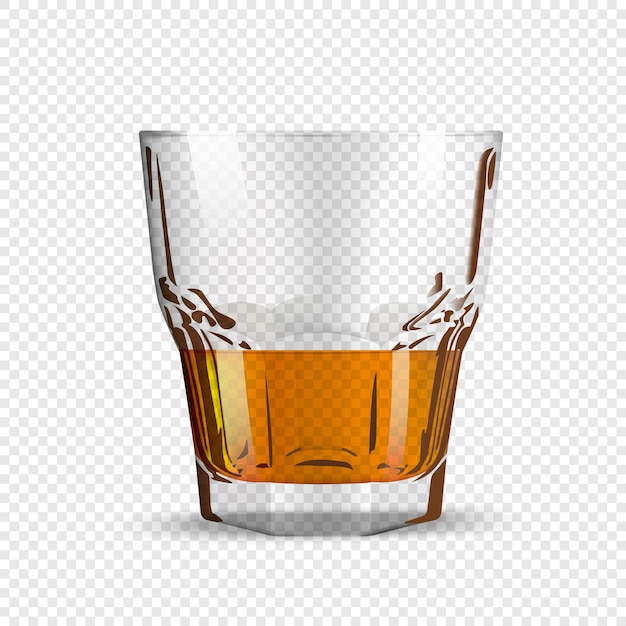 Vector vaso de whisky o ron aislado sobre fondo transparente