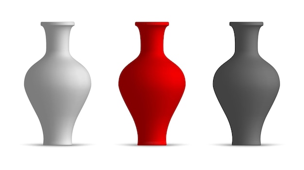 Vasos de cerámica vectorial aislados con sombras