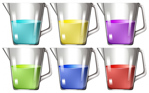 Vector vasos de vidrio con líquido coloreado