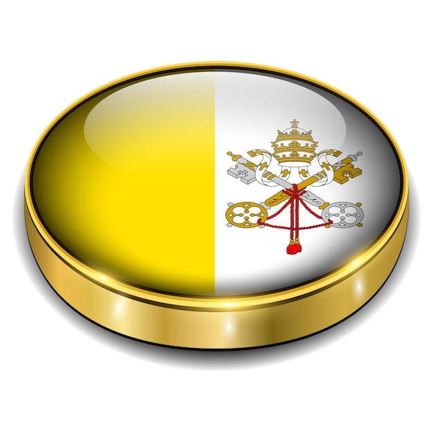 vaticano, vaticano, bandera, 3d, botón, vector