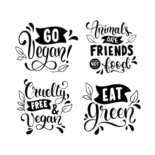 Vaya conjunto de diseño de letras veganas