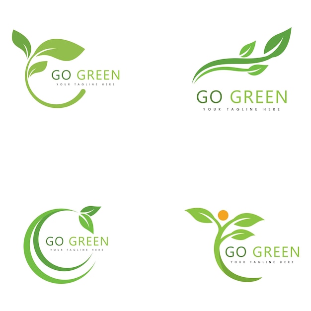 Vaya diseño de plantilla de logotipo de hoja de árbol ecológico verde