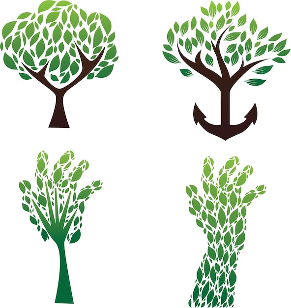 Vaya símbolo verde con la ilustración del árbol