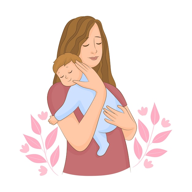 VBaby en un tierno abrazo de la madre el día de la madre