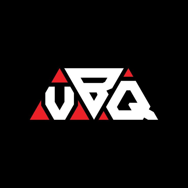 Vector vbq diseño de logotipo de letra triangular con forma de triángulo vbq triángulo diseño del logotipo monograma vbq vector triángulo plantilla del logotipo con color rojo vbq logotipo triangular sencillo elegante y lujoso logotipo vbq