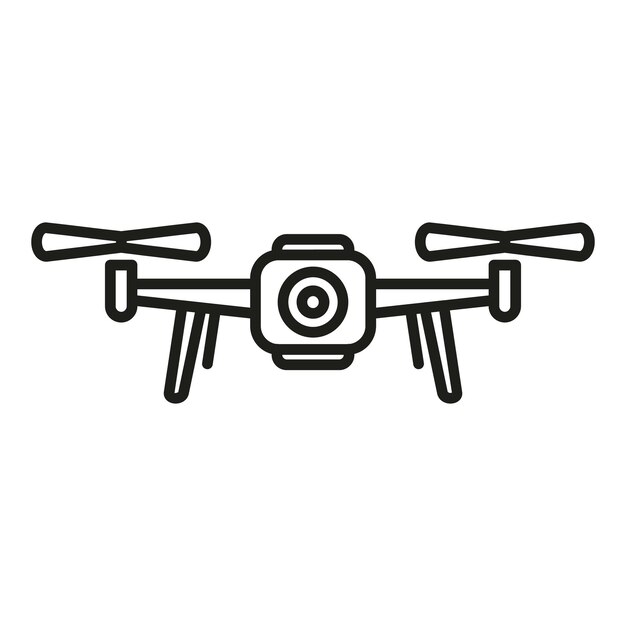 Vea el icono de control del avión no tripulado contorno vector Ai cámara inteligente digital remota