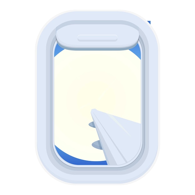Vea el icono de la ventana del cielo vector de dibujos animados viaje en avión