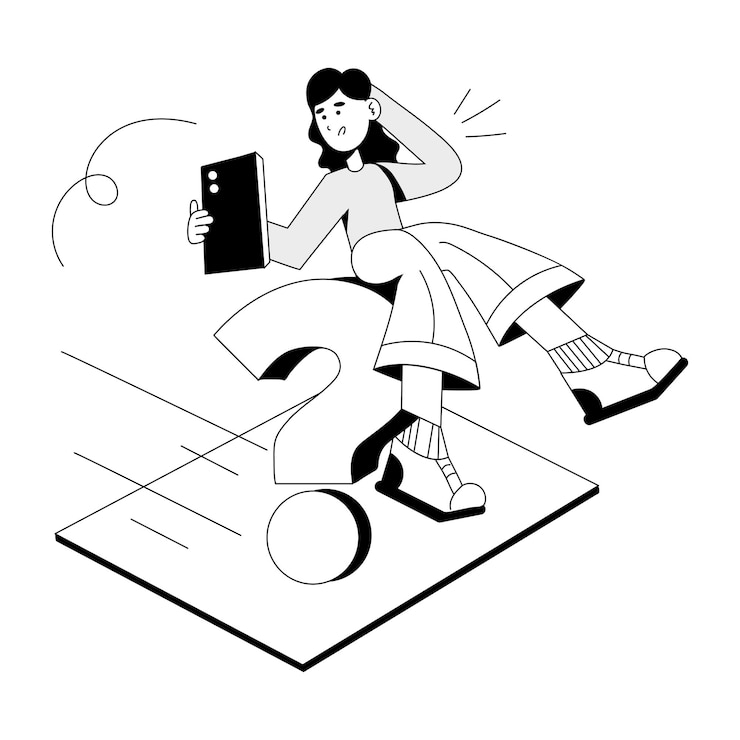 Vector vea una ilustración dibujada a mano de una pregunta en línea