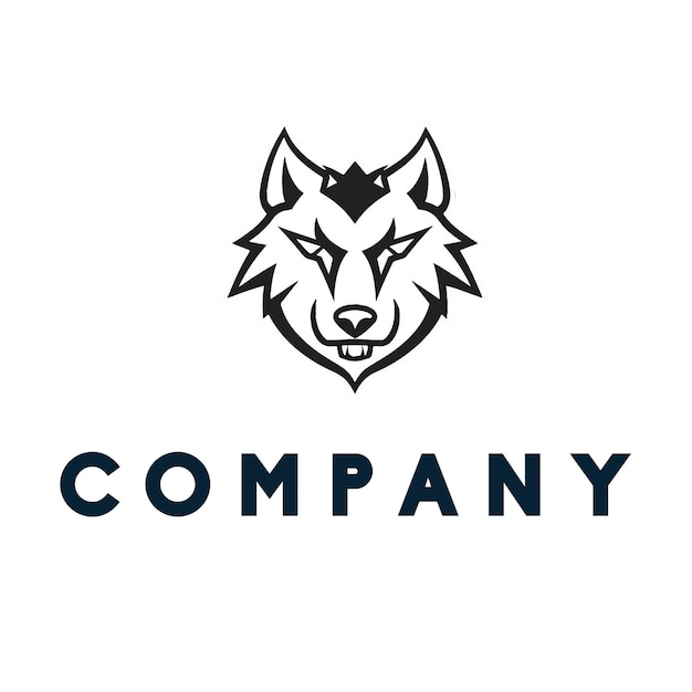 Veactor de diseño de logotipo de cabeza de león con estilo de arte lineal