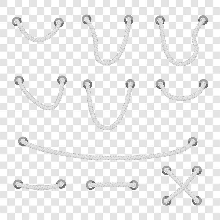 Vector vector 10 estilo diferente cuerda gris oscuro fuera del agujero, en un fondo de efecto transparente