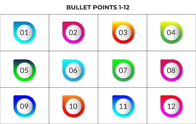 Vector 112 Número de puntos de bala de estilo