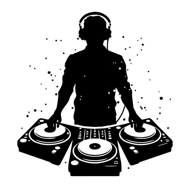 Vector 2 libre de DJ negro jugador icono silueta vectorial