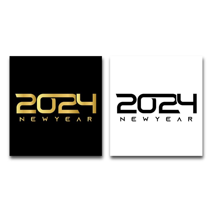 Vector vector 2024 feliz año nuevo diseño de texto del logotipo y nuevo diseño