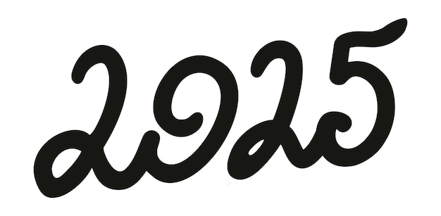 Vector 2025 año fuente de escritura a mano Letra para calendario Tipografía aislada texto en negrita para el diseño