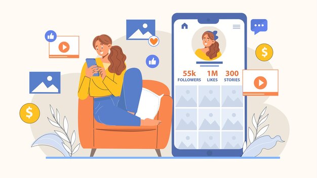 vector 2d diseño gráfico concepto ilustración influenciador