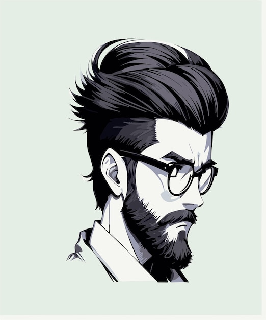 Vector 2d Hipster estilo de cabello vintage con fondo blanco