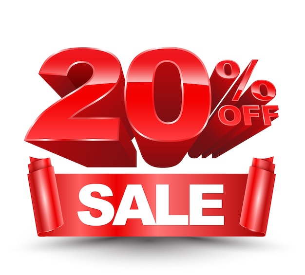 Vector 3d 20 por ciento de rojo con cinta roja de venta