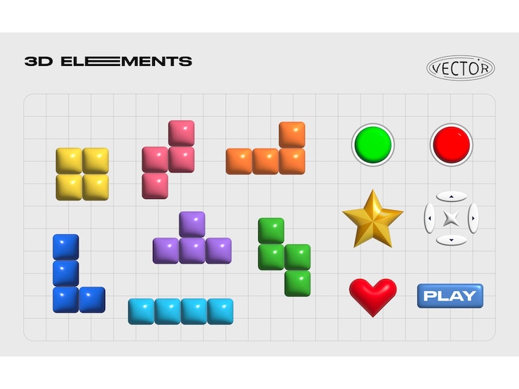 Vector vector 3d de los activos del juego tetris