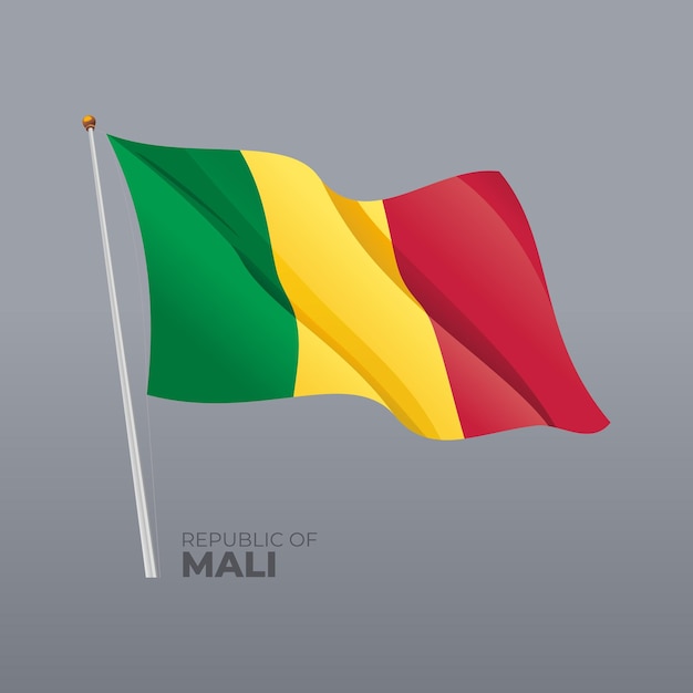 Vector 3d bandera nacional de malí ondeando