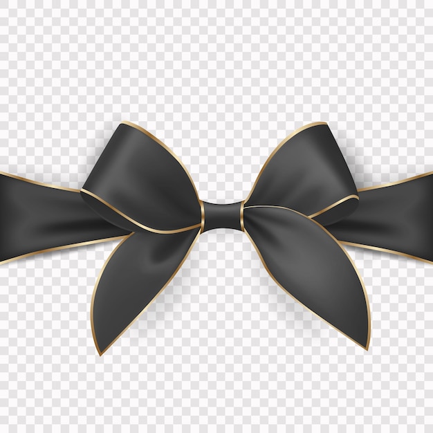 Vector 3d cinta de regalo negra realista arco para tarjeta de felicitación regalo aislado en fondo transparente arco diseño plantilla concepto para regalo de cumpleaños Navidad regalos caja de invitación