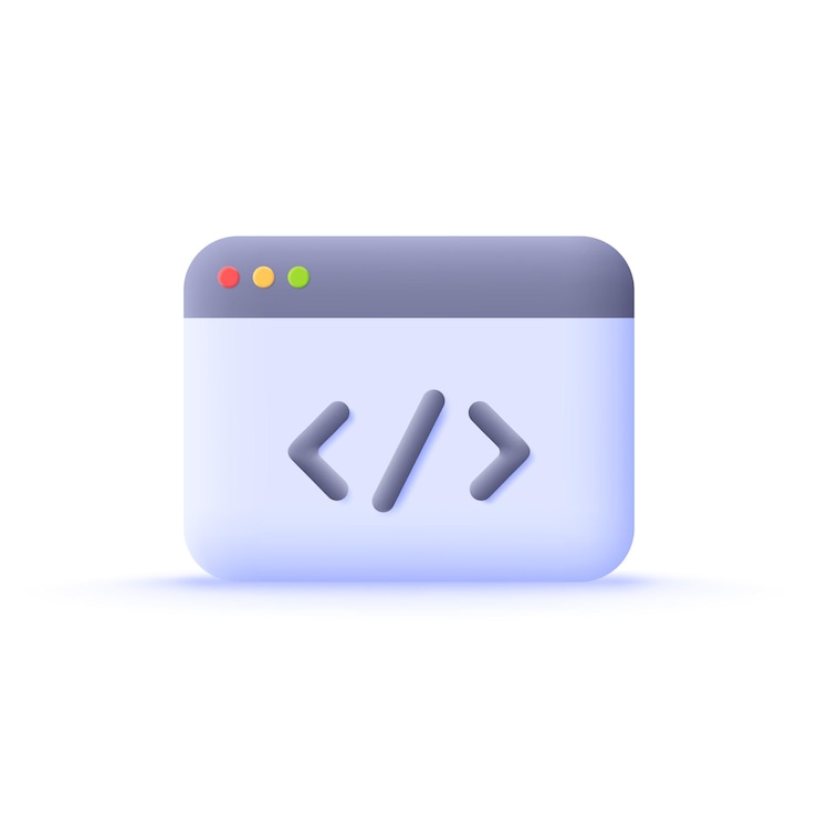 Vector vector 3d concepto de codificación icono desarrollo web sitio web codificación página web completo dibujos animados estilo minimalista en fondo blanco