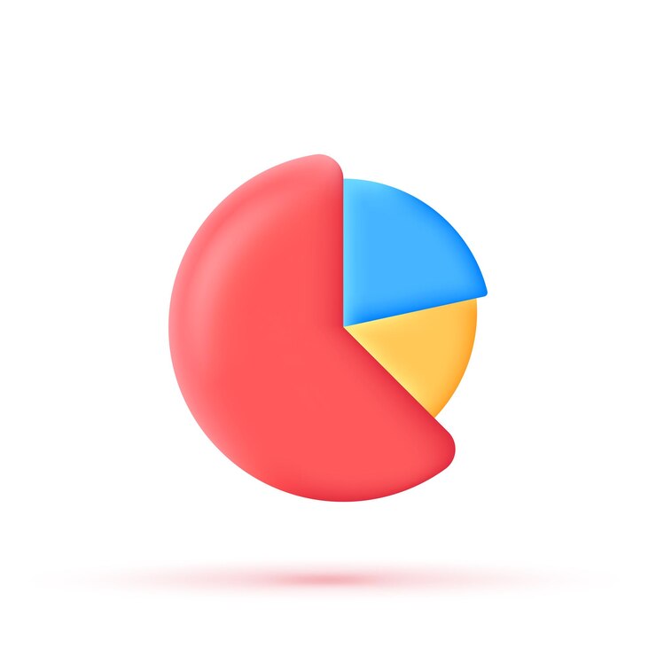 Vector vector 3d concepto gráfico icono diagrama gráfico datos informe financiero y presentación completo dibujos animados de estilo minimalista en fondo blanco